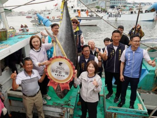 屏東第一鮪拍賣總價201萬4000元，為屏東黑鮪魚季揭開序幕